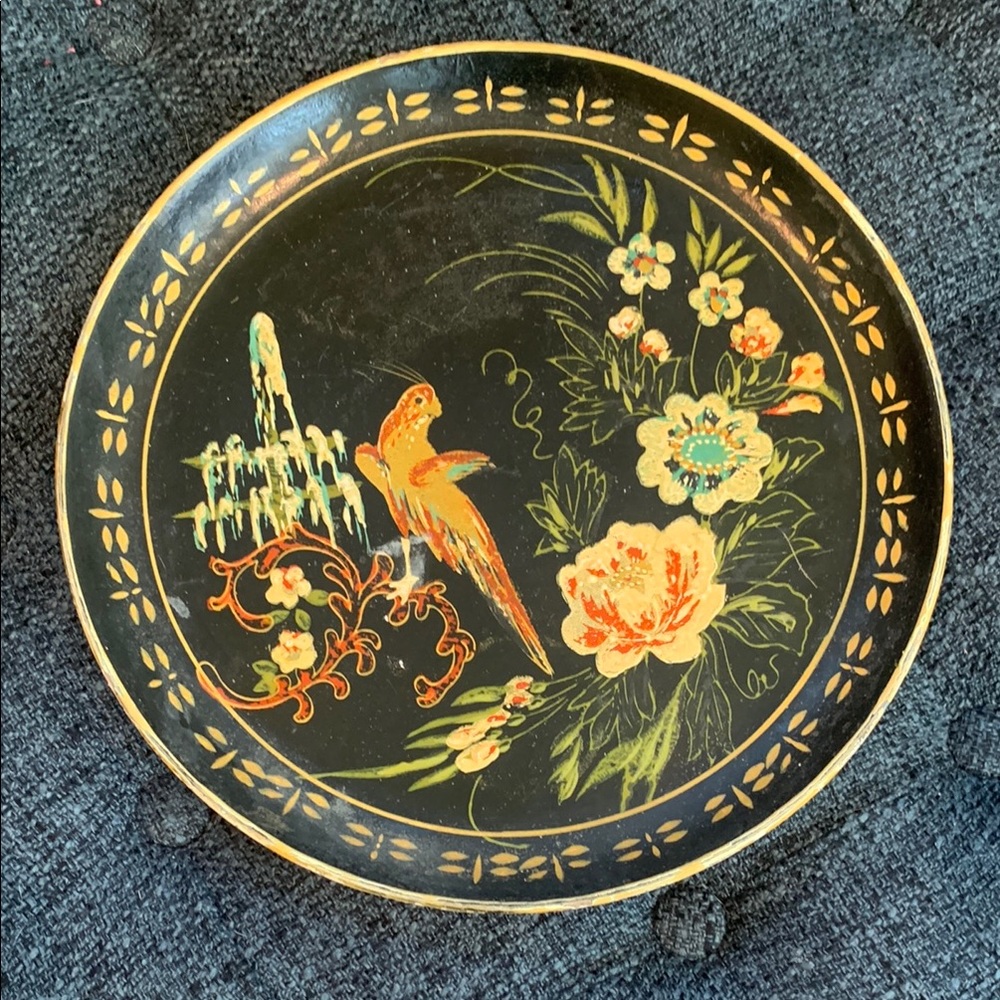 RARE Vintage Hand painted Japanese  Decorative Plate with Floral and Bird Design